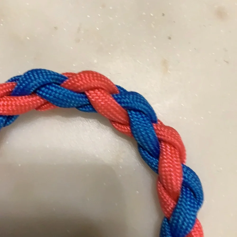 Pink and blue woven Paracord bracelet